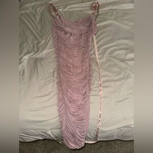 Oh Polly Lilac Strapless Ruched Dress